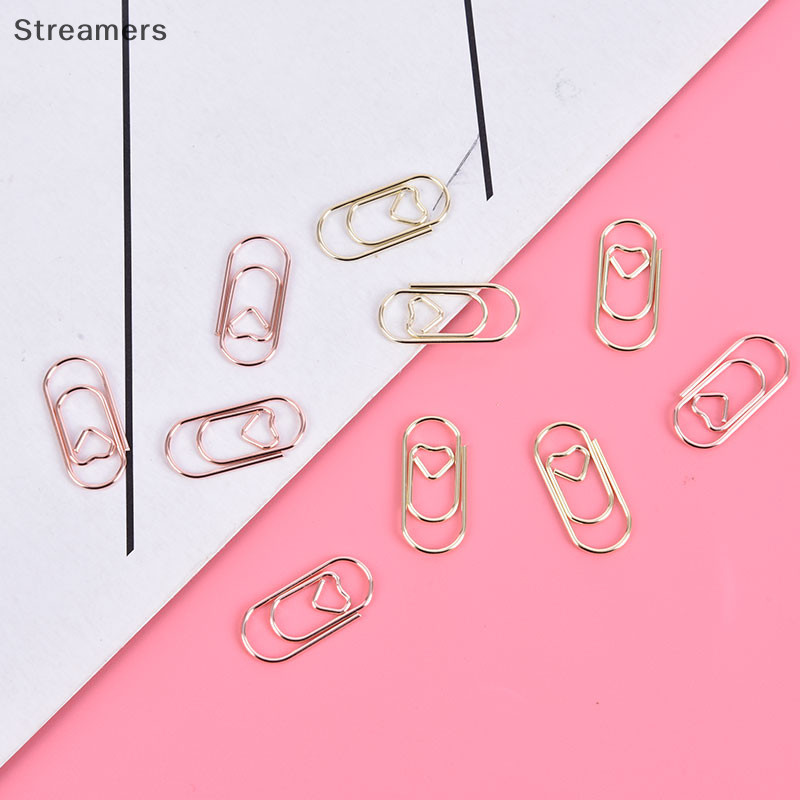 {Streamers } 50ชิ ้ น / ถุงมินิหัวใจทองกุหลาบทองคลิปสีบุ ๊ คมาร ์ คคลิปกระดาษโลหะใหม ่