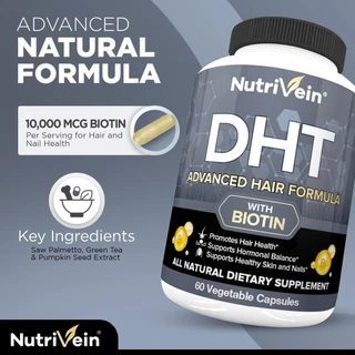 Nutrivein DHT blocker พร ้ อมไบโอตินส ่ งเสริมการเจริญเติบโตของเส ้ นผมและการเจริญเติบโตของรูขุมขนในผู ้ ชายและผู ้ หญิง