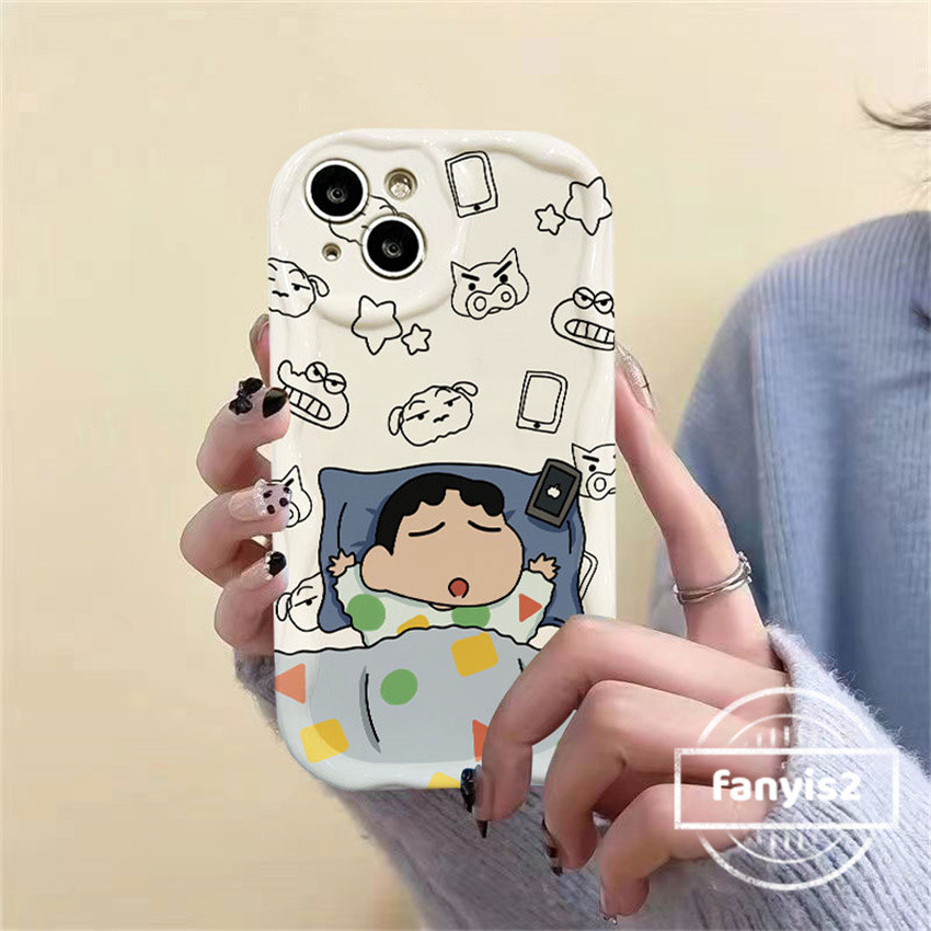 Oppo A3X A60 A79 A18 A38 A17 A16 A15 A58 A57 A98 A78 A79 A3s A5 A9 A53 A32 A33 A54 A76 A93 A94 A95 A76 Reno 5G เครยอนชินจังน่ารักการ์ตูนReno 5Gเคสโทรศัพท์ ฝาครอบ