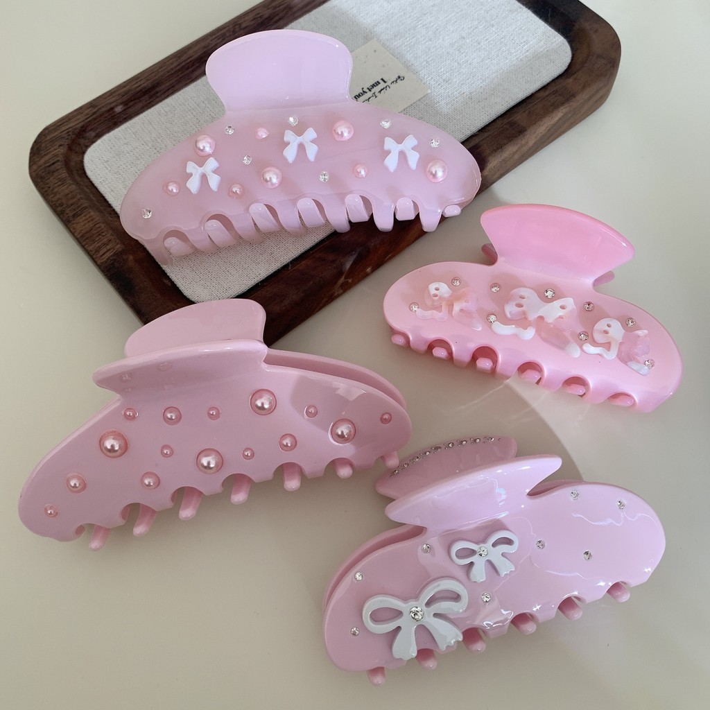 Acetate Rhinestone ดอกไม ้ คว ้ าคลิปผู ้ หญิงกลับหัวครึ ่ งผูกคลิปผมขนาดกลางคลิปอารมณ ์ All-Match Hairpin หัว