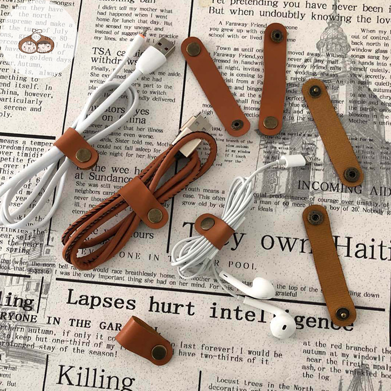 Bef หูฟัง Wire Organizer ของแท ้ หนัง Cable Winder ข ้ อมูลสายเคเบิลผู ้ ถือชุดหูฟังหูฟัง Winder Cord Manager Cable Winder TH