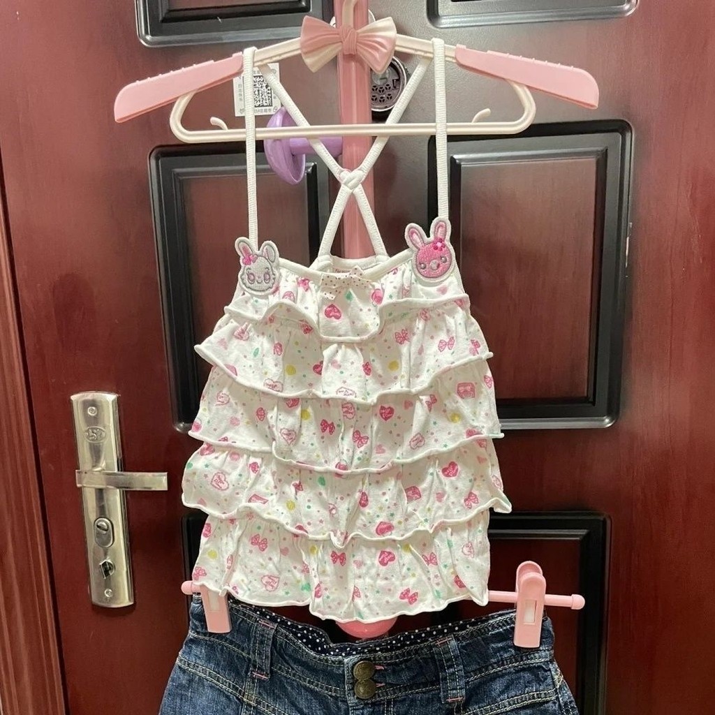X-สีส้มญี่ปุ่นน่ารักโบว์ยกทรงหวานสั้นด้านบน 2024 ฤดูร้อนสไตล์ใหม่เสื้อผ้าผู้หญิงลําลอง