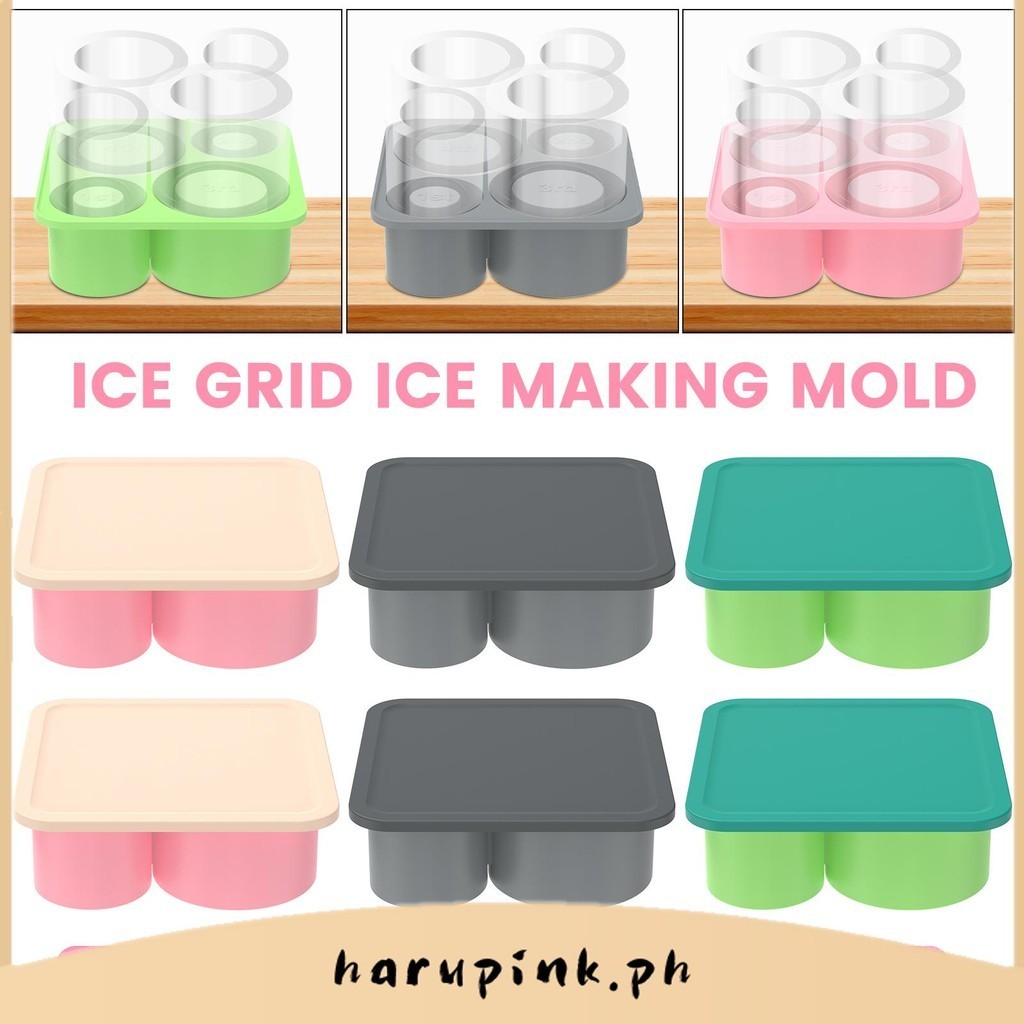 2ชิ้นถาดน้ําแข็งสําหรับแก้วถ้วยที่วางจําหน่ายง่ายก้อนน้ําแข็งแม่พิมพ์ที่มีฝาปิดกระบอกก้อนน้ําแข็งชงแ