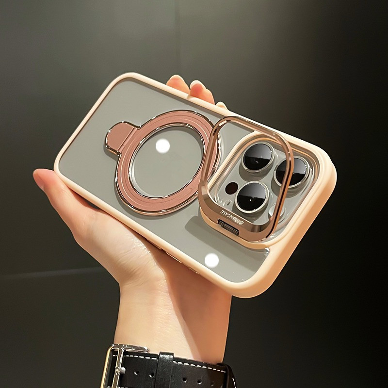 โปร่งใส Dual bracket การใช้แม่เหล็กเคสโทรศัพท์สําหรับ iPhone15promax 14promax 13promax 15pro 14pro 15plus 11 11promax 15 14 13 12promax ปลอกปกแข็ง