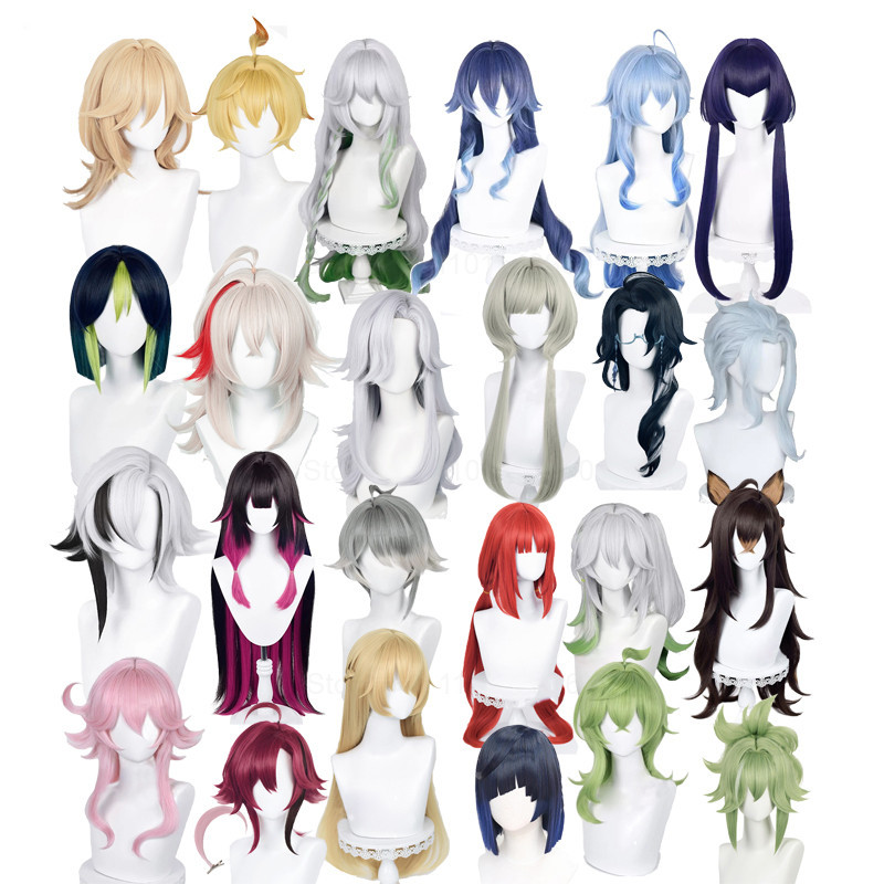 25H 50Styles! Manmei Genshin Impact Cosplay Wig Venti Keqing Barbara Diluc Kaeya Noelle Traveler Lum