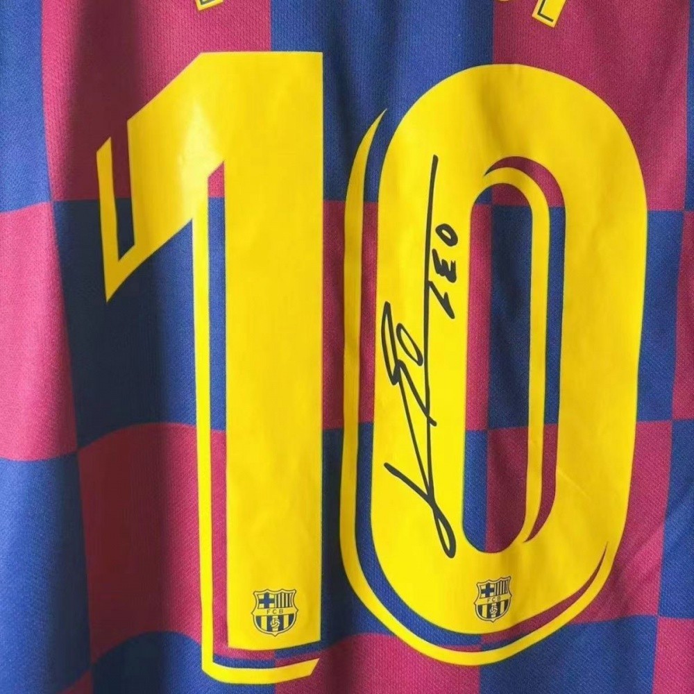 19-20 Barcelona Home Messi Jersey Player รุ่นการแข่งขัน Professional No. 10 พิมพ์ลายเซ็น + ใบรับรองช