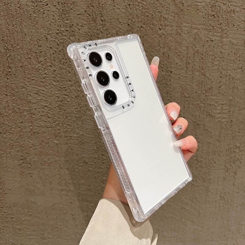 หรูหราโปร่งใสถุงลมนิรภัย Anti-Drop เคสโทรศัพท์สําหรับ Samsung S24 S23 S22 S21 Ultra Plus S3 S20 S21 FE A55 A35 A25 A15 A05 A05S A54 A34 A14 A24 A04 A52 กันกระแทกปกหลัง