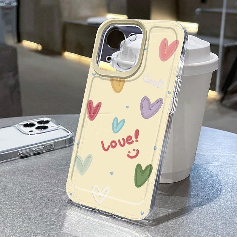 ภาพวาดสีน ้ ํามันลายหัวใจสีสันสดใสซิลิโคนใสเคสโทรศัพท ์ นุ ่ มเหมาะสําหรับ iPhone x/xs/xr/xsmax/7/8plus/11Promax/13/14Promax/15กันกระแทกรวมทุกอย ่ างเคสป ้ องกัน KB6E