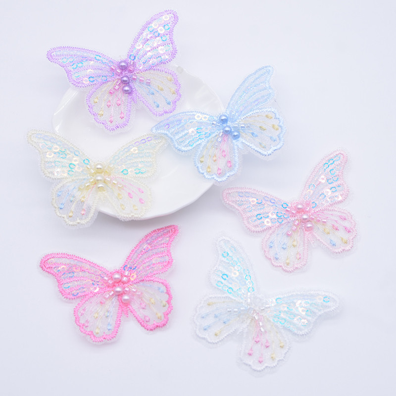 12 ชิ้น 62*48 มิลลิเมตรประณีตเลื่อมปักตาข่ายผีเสื้อสําหรับ DIY Headwear กิ๊บติดผมตกแต่งเสื้อผ้าหมวกรองเท้าเย็บแพทช์