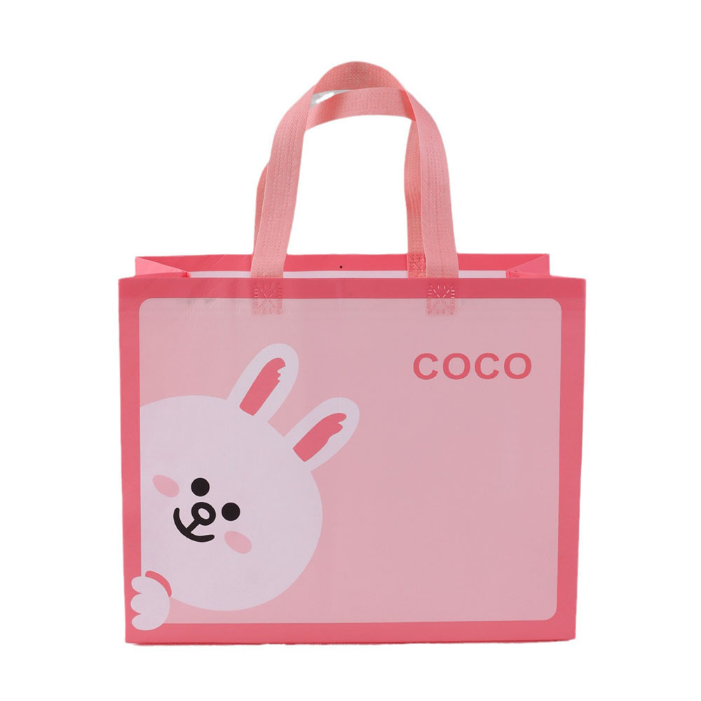 Eco Bag Grocery Takeaway กระเป๋าช้อปปิ้งไม่ทอฟิล์มพับเคลือบนํามาใช้ใหม่การ์ตูนน่ารัก