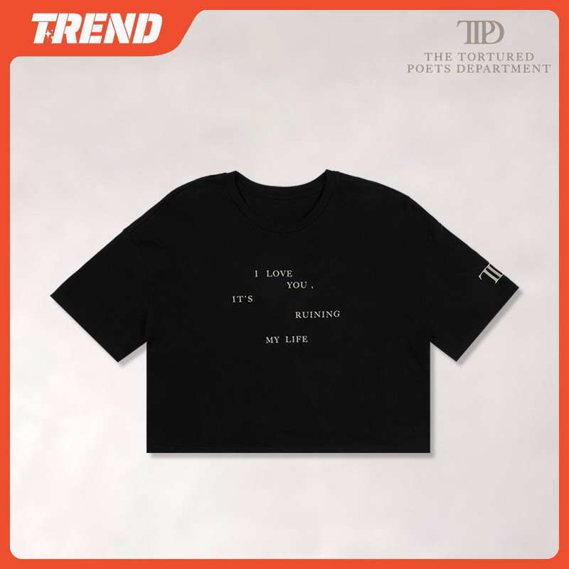 Taylor Swift TTPD Merch Crop Top ผู้หญิงวินเทจแฟชั่นทรมาน Poets Department พิมพ์เสื้อยืดเสื้อลําลองฤดูร้อน Tee