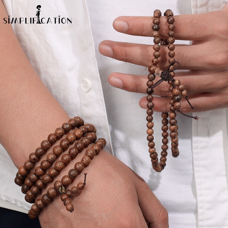 1ชิ้น8มิลลิเมตรธรรมชาติพุทธรองเท้าแตะสร้อยข้อมือ-ไม้108ลูกปัดกําไล-ผู้หญิงผู้ชายลูกปัดสร้อยข้อมือเครื่องประดับตกแต่ง