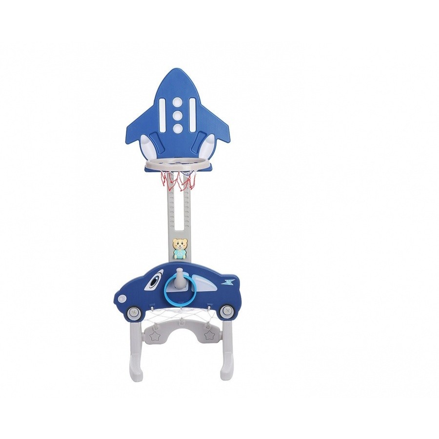 GlobalHouse NINO WORLD ชุดแป้นบาสเด็กทรงจรวด 5in1 พร้อมอุปกรณ์ รุ่น BLLQJ-001สีน้ำเงิน-เทา สินค้าของ