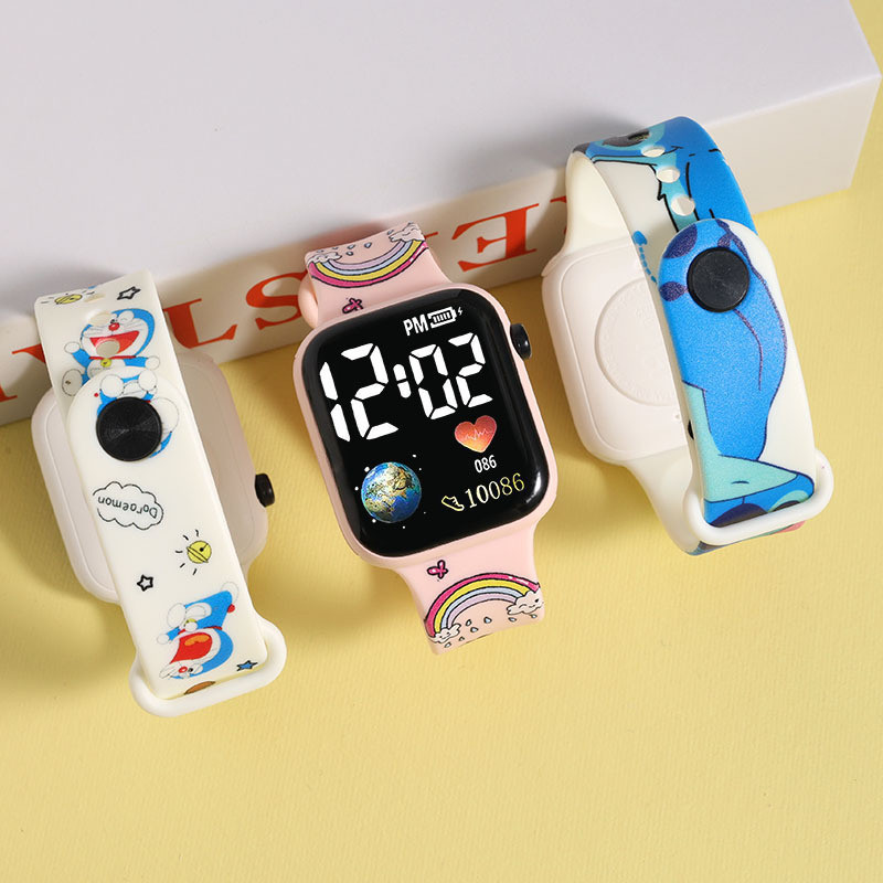 Kawaii Sanrio นาฬิกา Cinnamoroll Melody เด็ก LED Luminous นาฬิกา Kuromi Hello Kitty นักเรียนนาฬิกาข้อมือเด็กของขวัญวันเกิดของเล่น