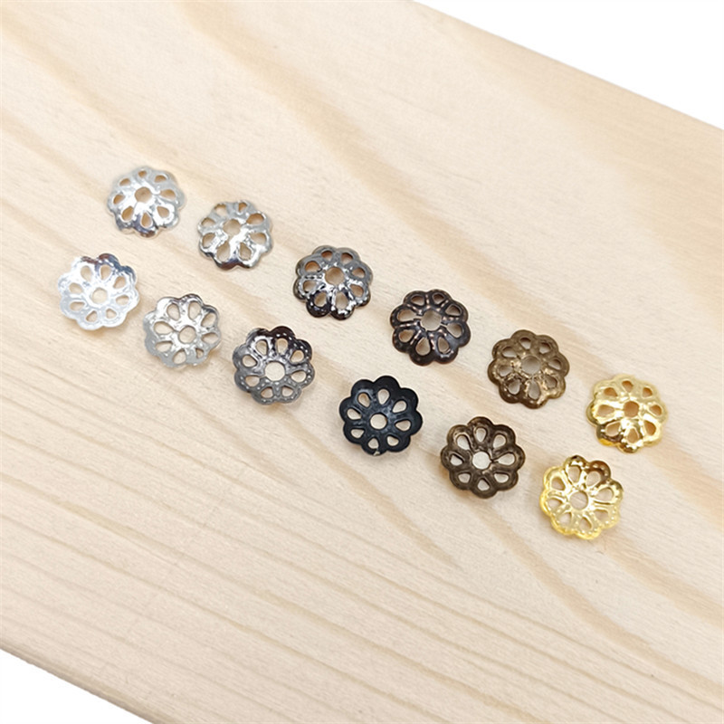 300 ชิ้น 6 มิลลิเมตรตัวเชื่อมต่อโลหะลูกปัด DIY Hollow ดอกไม้สําหรับเครื่องประดับทําผลการค้นหา Receptacle ต่างหูสร้อยข้อมือจี้ขายส่งสิ่งที่แนบมา