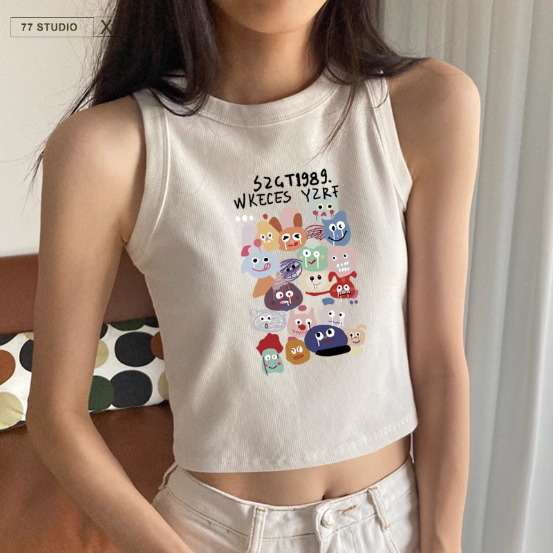 🌞พร้อมส่ง🌞 เสื้อกล้าม  สุดฮิต ผ้าcotton100%ยืดหยุ่น ลายการ์ตูนน่ารักๆ  ทรงสลิมฟิต สวมใส่สบาย