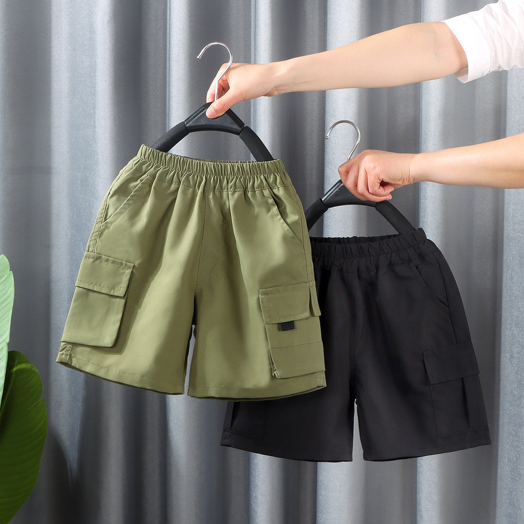 (2-15Y)Kid Short Pants Multi Pockets Cargo Pants Military Green Baby Boy Short Pant