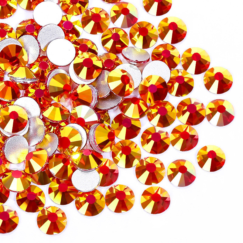 Qiao Gold Siam AB Glitter คริสตัล Strass SS6-SS30 3D DIY Non HotFix FlatBack Rhinestones สําหรับอุปกรณ์ตกแต่ง