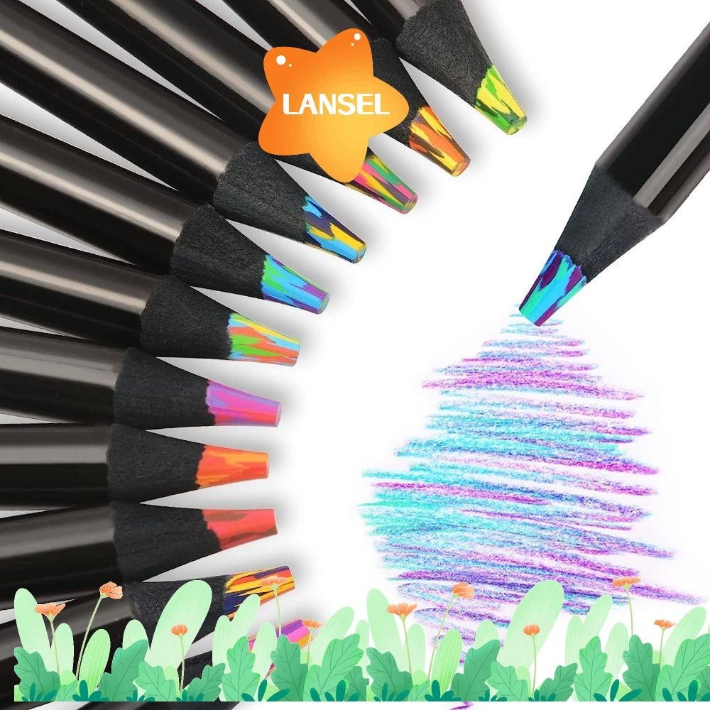 แลนเซล 8/12สีดินสอสี,ไม้สีดํา8/12สีสายรุ้งแกนดินสอ,สร้างสรรค์ไล่โทนสีสีเครื่องเขียนภาพวาดดินสอสํานักงานโรงเรียน