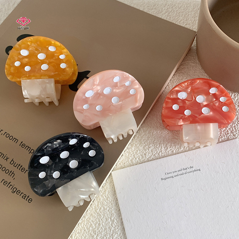 Hwetr น่ารักเห็ดรูปร่างผมขนาดเล็ก Claw แฟชั่น Creative Acetate กิ๊บติดผมน่ารักพืช Shark คลิปสําหรับสาวอุปกรณ์เสริมผมใหม่