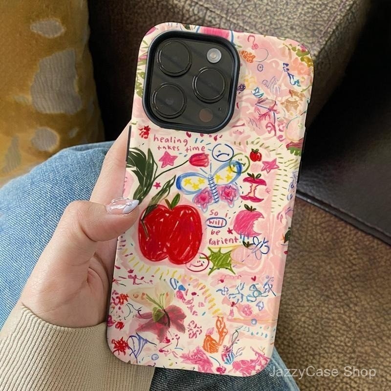 Doodle เคสโทรศัพท์สองในหนึ่งเดียวเหมาะสําหรับ iPhone 15 14 13 12 11 pro Max se X XR XS Max 7 8 6 6s Plus