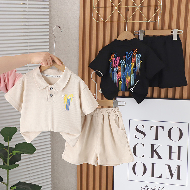 ฤดูร้อนเสื้อผ้าเด็กชุดเด็กชายหญิงวาฟเฟิลเสื้อยืดกางเกงขาสั้น2ชิ้น/เซ็ตเด็กวัยหัดเดินสบายๆเสื้อผ้าเด็กชุดวอร์ม
