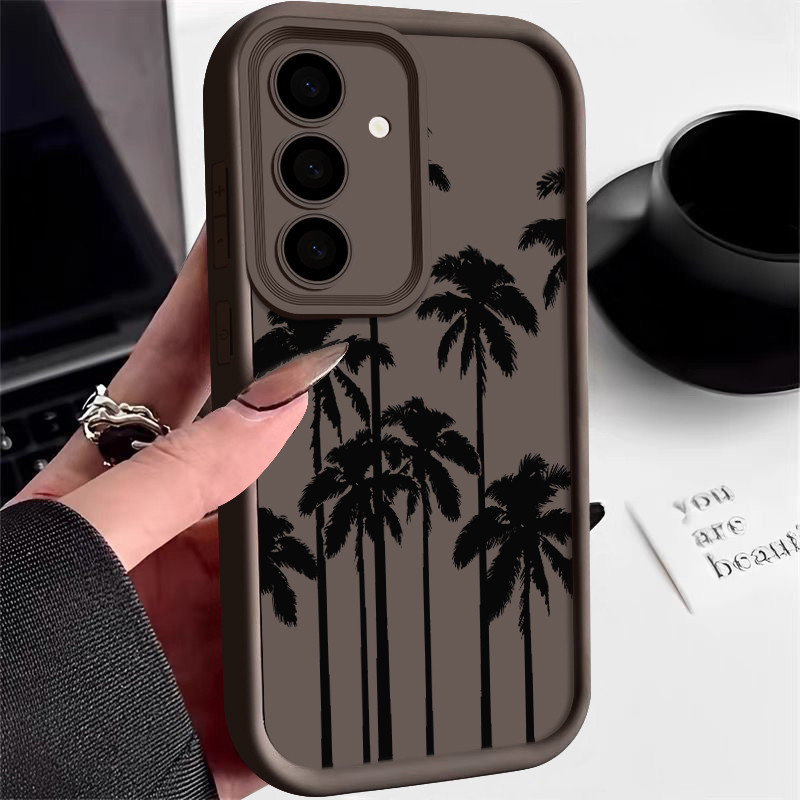 SAMSUNG มะพร้าวต้นไม้รูปแบบเคสโทรศัพท์สําหรับsamsung Galaxy A55 A15 A14 A54 A35 A34 A53 A52 5Gซิลิโคนกันกระแทกนุ่มTPUปกหลัง