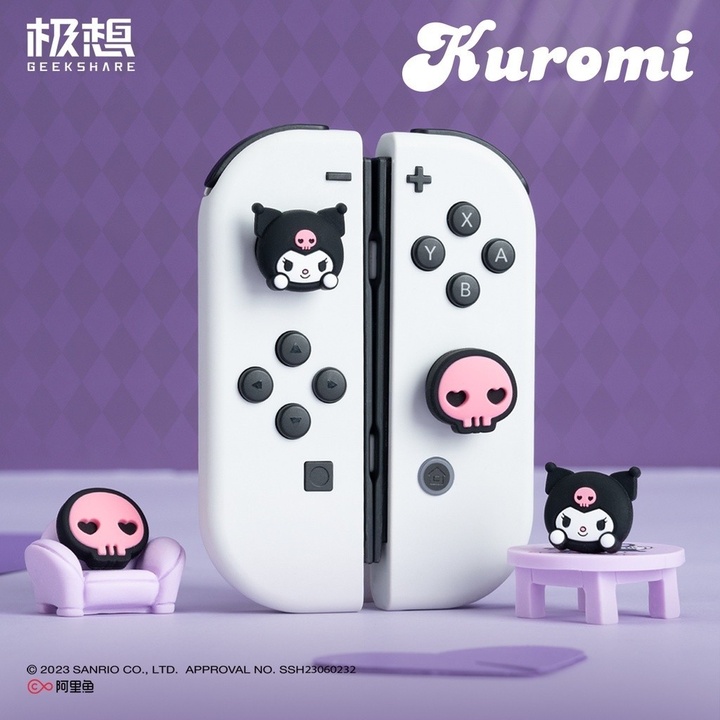 Geekshare ฝาครอบนิ้วหัวแม่มือ ซิลิโคน ลายธีม Sanrio Kuromi น่ารัก สําหรับ Ninten