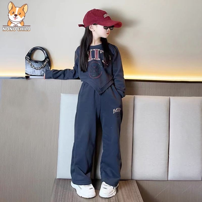 Nono สาวสูท2ชิ้น (กางเกงด้านบน) 120เซนติเมตร-170เซนติเมตรสูทรูปแบบใหม่ฤดูใบไม้ผลิเวอร์ชั่นเกาหลี influencer สบายๆเสื้อผ้าเด็กกีฬาสองชิ้นเสื้อแขนยาว