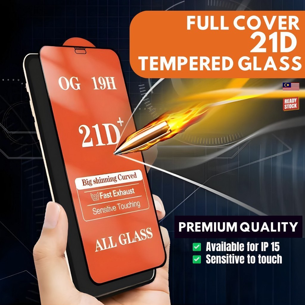 21D UltraกระจกนิรภัยสําหรับiPhone 15 14 13 12 11 Pro Max X XS 7 8 Plus SCREEN PROTECTOR 9H CLEAR FUL
