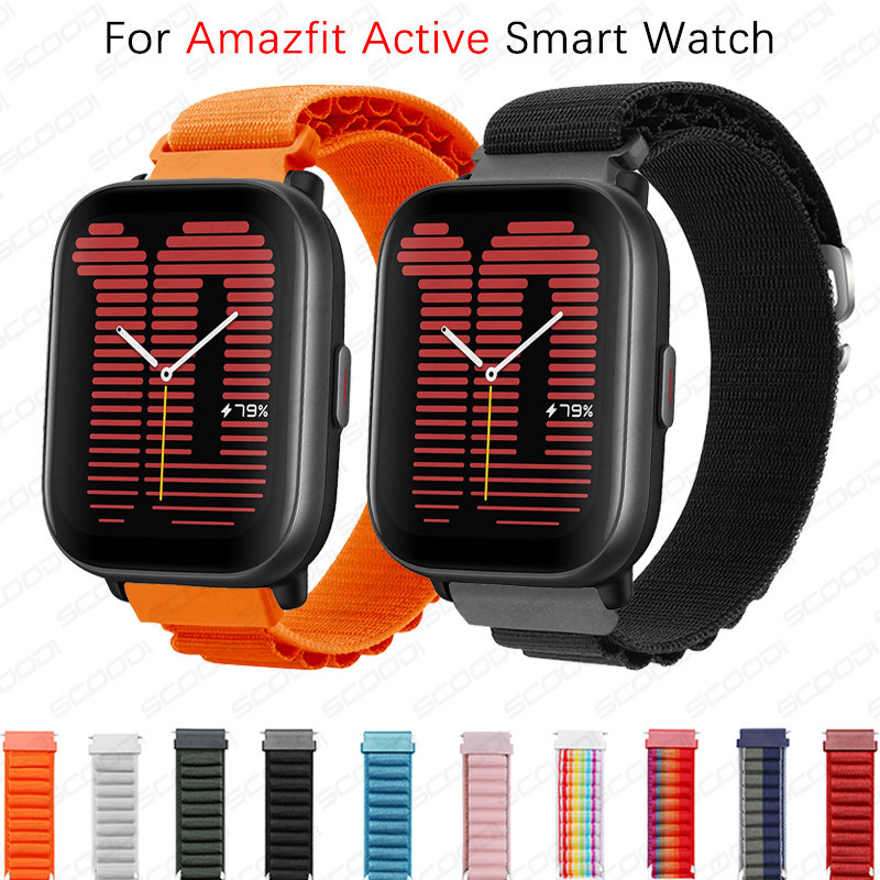 Alpine loop สายไนลอนสําหรับ Amazfit Active / Active 2 สร้อยข้อมือเปลี่ยนสายรัดข้อมือสมาร์ทวอทช์
