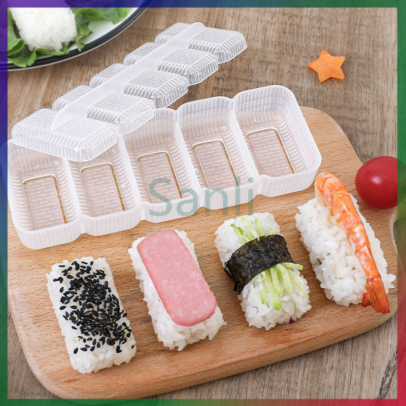 Sanli แม่พิมพ์ซูชิ 5 ช่อง/อุปกรณ์ทำซูชิในครัวเรือน/แม่พิมพ์ข้าวปั้นสาหร่าย/ทำซูชินิกิริ