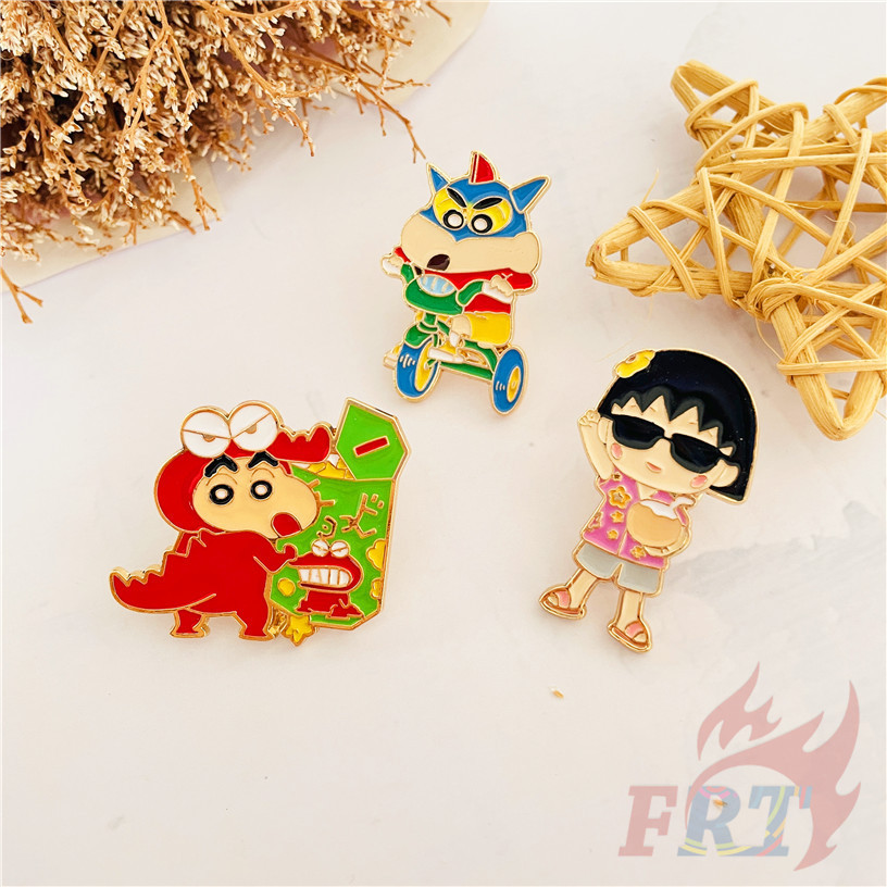 ✿ ตัวละครการ์ตูนตลก . เครยอนชินจัง / เข็มกลัดจิบิ มารุโกะ ✿ 1 ชิ้น / 3 ชิ้น Doodle เคลือบกระเป๋าเป้สะพายหลังปุ่ม Pins ป้าย