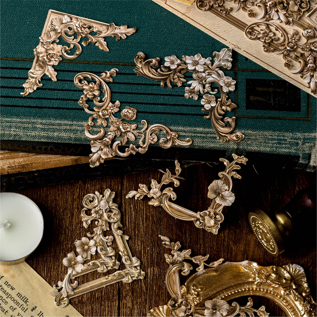 Qouzmo 20ชิ้น/แพ็คVINTAGEสําริดบันทึกภาพตัดปะสติกเกอร์วัสด รูปที่ 5
