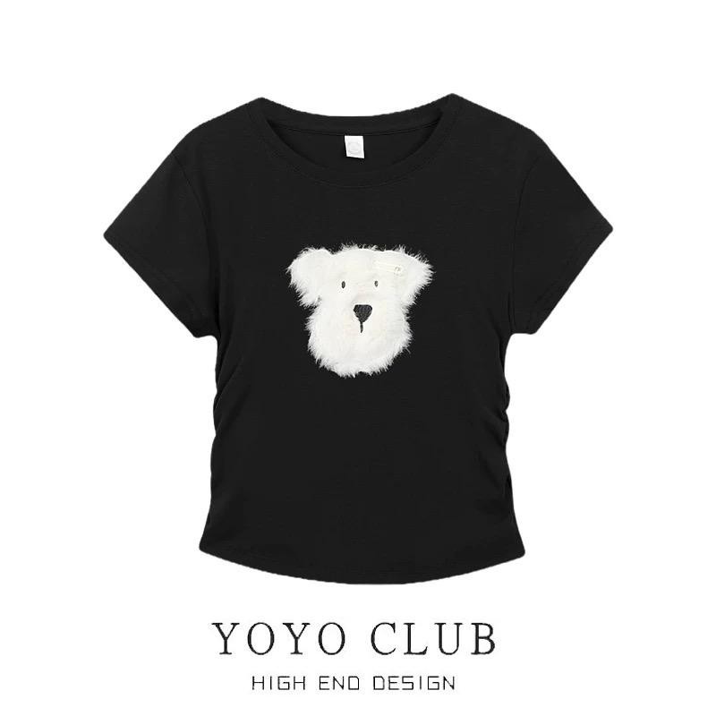 เสื้อยืดครอปเอวลอยทรงเข้ารูป เสื้อยืดสวย สวมใส่สบาย M-3XL Clothing Lady Tshirt ผู้หญิง Women คอกลม