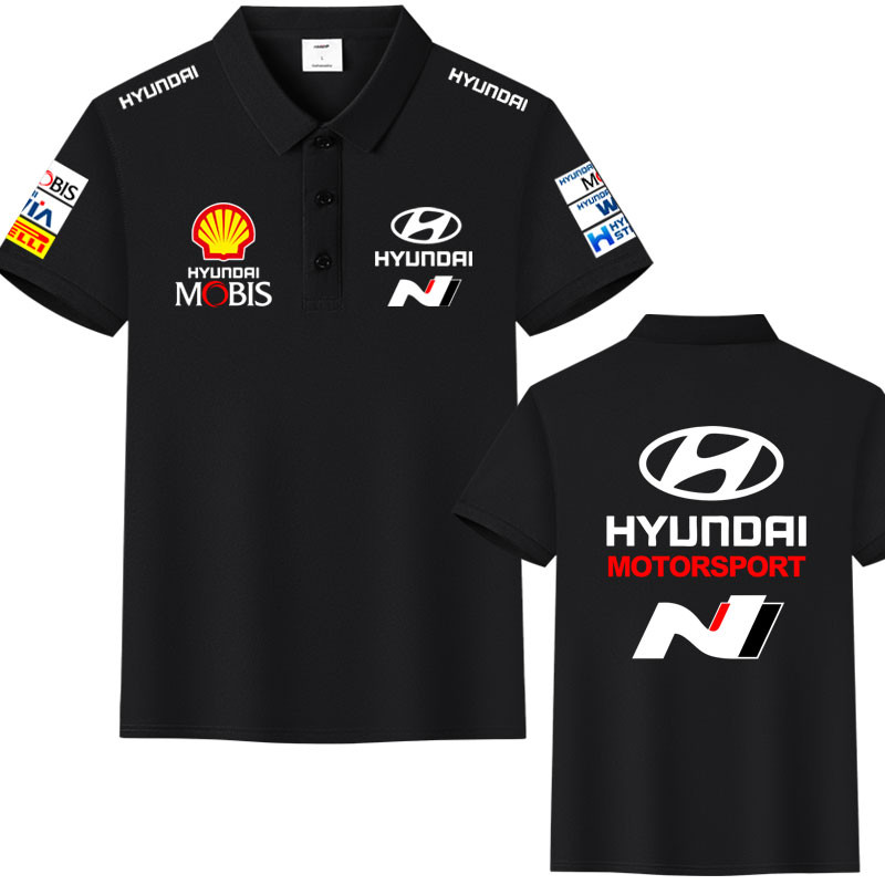 Hyundai WRC Racing Team N เสื้อโปโลลําลองผู้ชายแขนสั้นผ้าฝ้ายประสิทธิภาพสูง