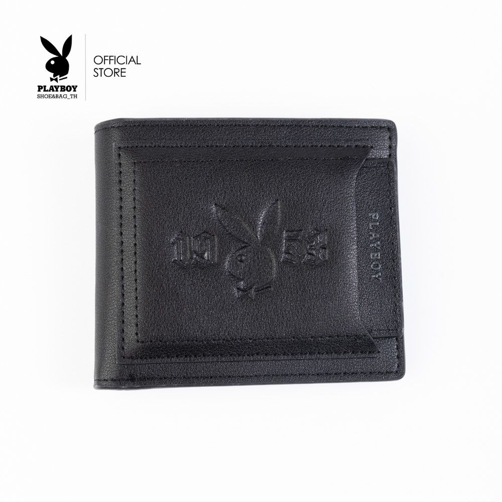 PLAYBOY รุ่น Slip Flow Men's Wallet Bag กระเป๋าสตางค์ผู้ชาย รหัส ST-WAS251PBM007-BK สี Charcoal Black