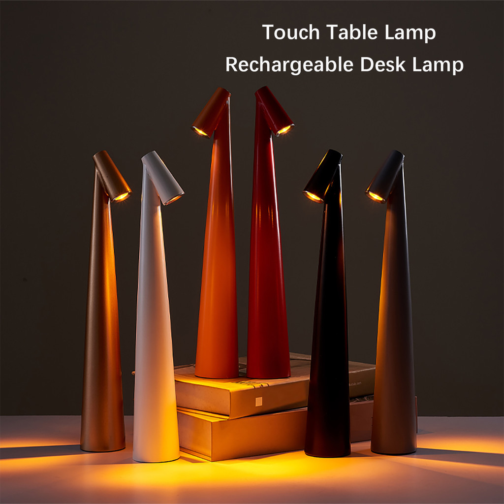 โคมไฟตั้งโต๊ะแบบชาร์จไฟได้สัมผัสไร้สาย นํา เดสก์ท็อปไฟกลางคืนสําหรับร้านอาหารไฟตกแต่งห้องนอน