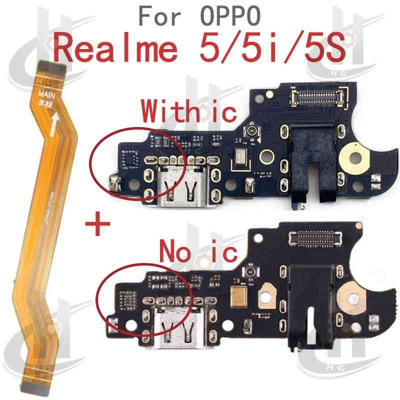 ใหม่สําหรับ OPPO Realme 5 5i 5S harger USB Connector Dock ชาร์จพอร์ตแจ็คบอร์ด Flex หลักเมนบอร์ดการเชื่อมต่อ Flex เปลี่ยนชิ้นส่วน