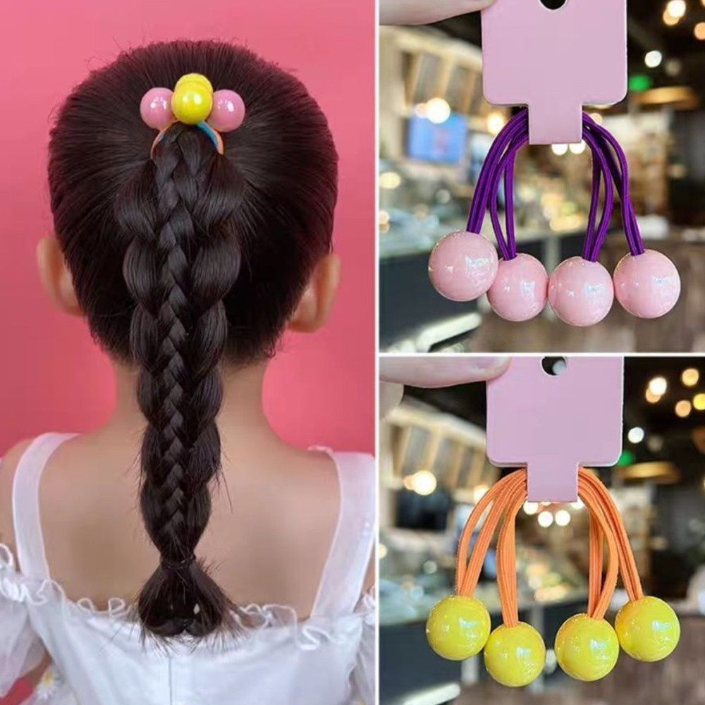 ลูกผมหางม้าเด็กเจ้าหญิงอุปกรณ์เสริมรอบวงยืดหยุ่นglossy Colorful Blastingลูกปัดเชือก