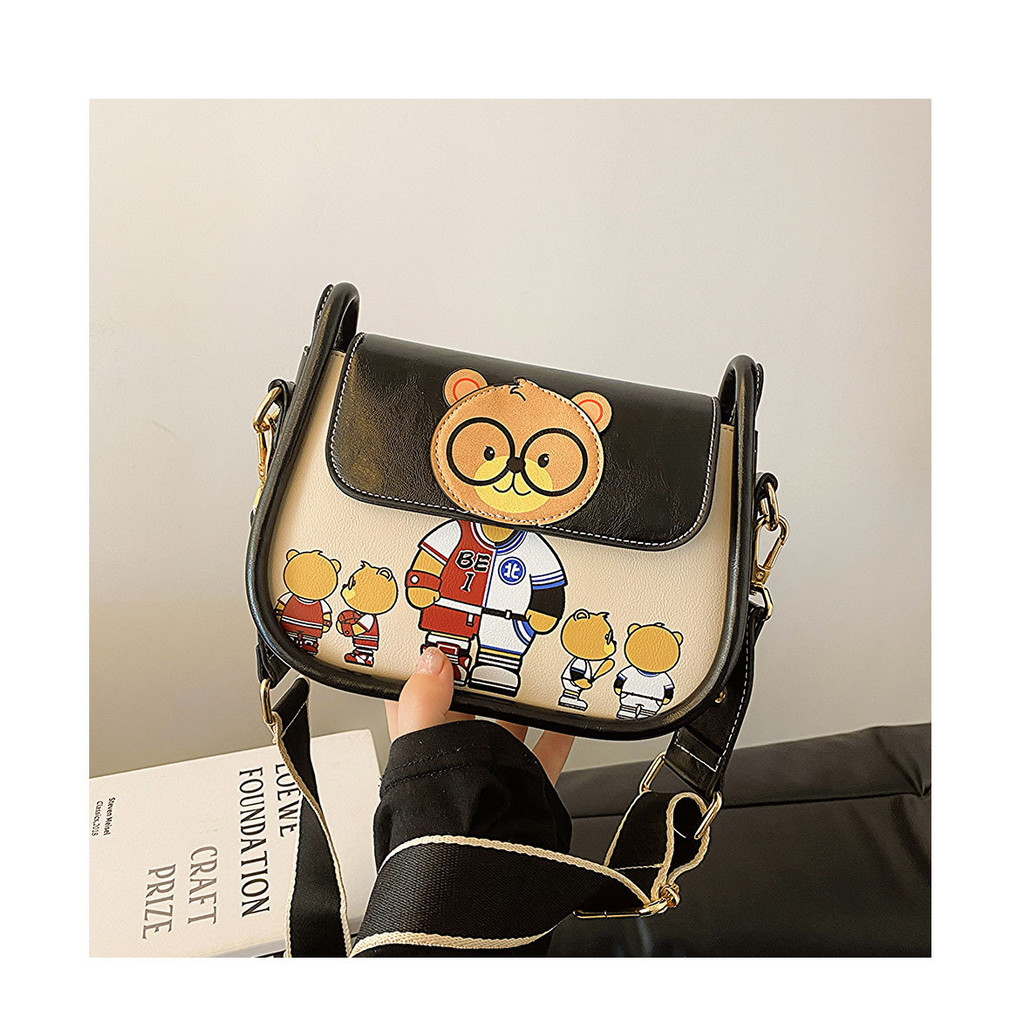 [BEI Baobao] กระเป๋าอานหวานสด-แฟชั่นสไตล์ใหม่การ์ตูนหมีออกแบบสีคมชัดพร็อพทุกวันสบายๆทุกการแข่งขันกระเป๋าสะพาย Messenger