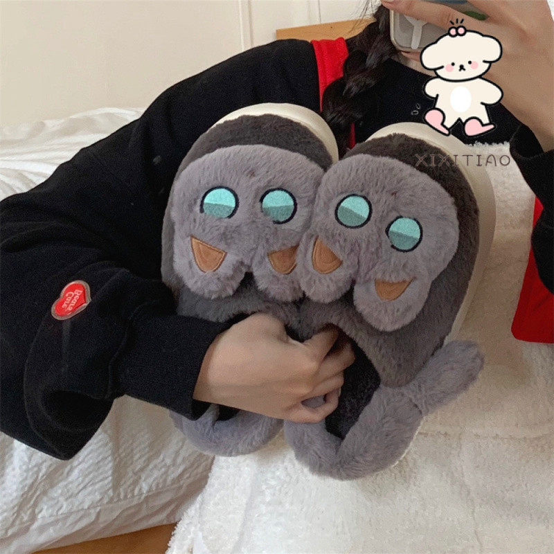Xixtiao รองเท้าแตะผ้าฝ้ายฤดูหนาว Soft Sole รองเท้าบ้านหญิงน่ารัก Plush Keep Warm
