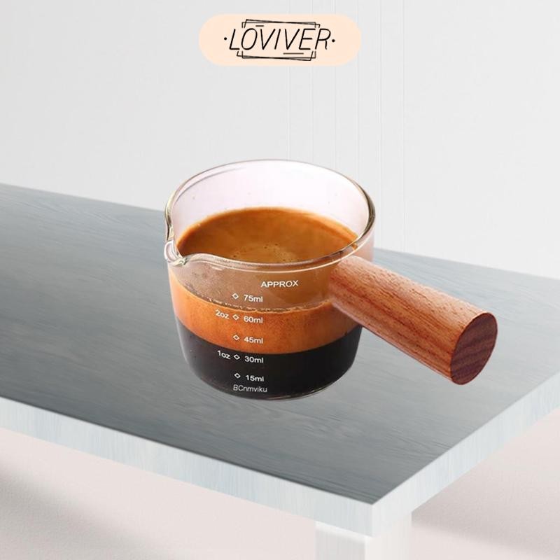LOVIVER ความร้อน-resisting Espresso ถ้วยตวงไม้ Handle รูปที่ 7