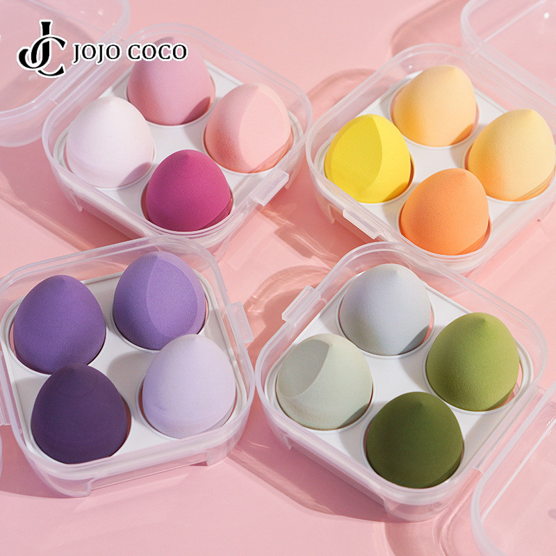 Jojo COCO Beauty Eggs ไข่แต่งหน้า 4 แพ็คพัฟรองพื้นชนิดน้ําฟองน้ําแต่งหน้าแต่งหน้าไข่