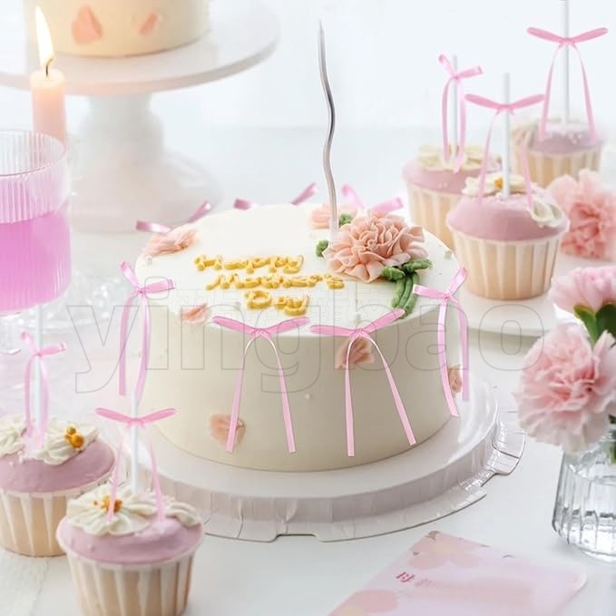 10 ชิ้นขนาดใหญ่บัลเล่ต์โบว์ Cupcake Toppers วันเกิด Bowknot ริบบิ้นตกแต่งเจ้าสาวเค้กขนมหวาน Picks งานแต่งงาน Party Supplies - รูปที่ 6