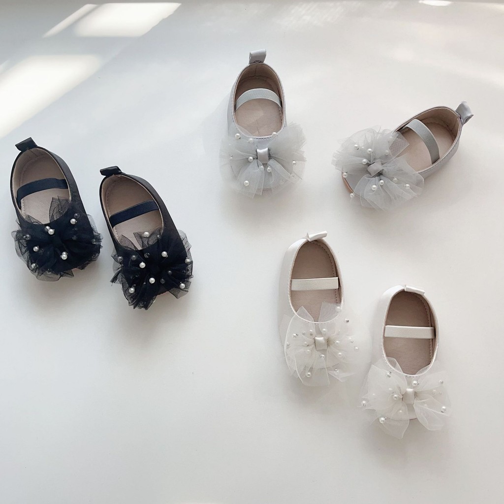 Girl's shoes Baby girl's mesh bow pearl soft sole walking shoes, children's shoes