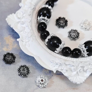 10 ชิ้นลายดอกไม้ดอกไม้วงเล็บโลหะผสม spacer ลูกปัด diy beading อุปกรณ์เสริมโบราณเงินจับคู่ลูกปัด