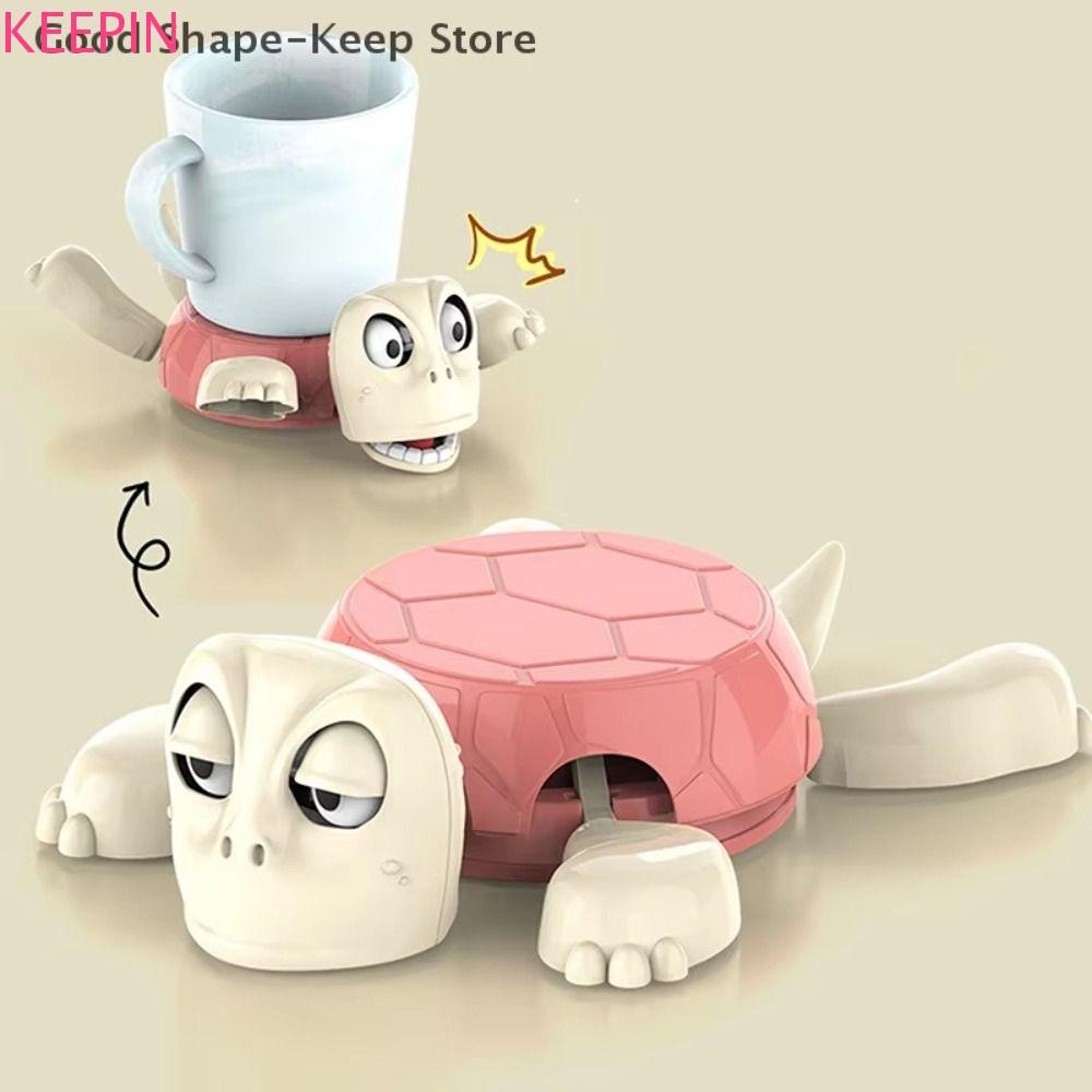 Keepin Panicked เต่า Coaster, Frightened เต่า Gaping Eyes ถ้วย Pad Quirky ของเล่น บนโต๊ะอาหารตกแต่ง Anti-scald DIY ฐานถ้วย เด็กสาว