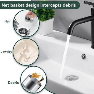 HOME✅ท่อระบายน้ําสากลปลั๊กกรองอ่างล้างหน้า Pop-up Chrome Sink Filter,ห้องน้ําอ่างล้างจาน Stopper ผม Catcher,ตะกร้ากรองสแตนเลส Hair Catcher