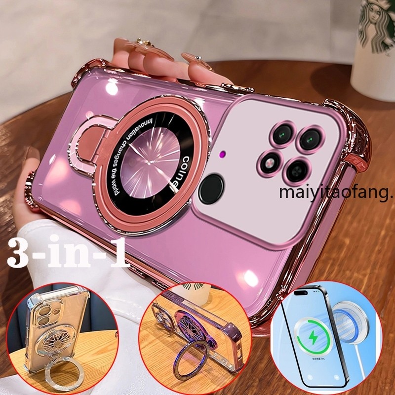 [3 in 1]สําหรับRedmi 10c xiaomi Redmi 10 5g Redmi 10 4g TPUชุบU Bracketสี่มุมโปร่งใสกันกระแทกเคสโทรศ